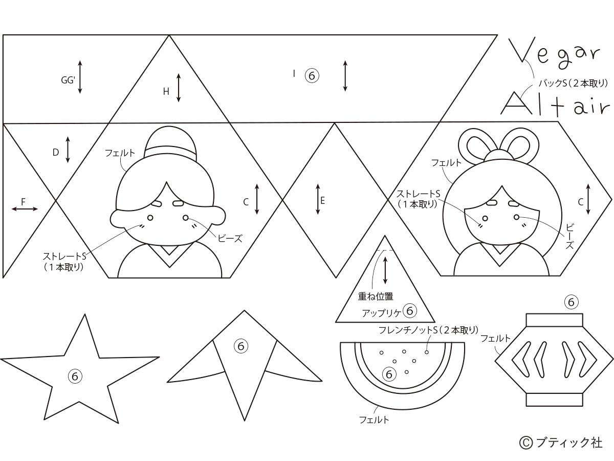 織姫と彦星のアップリケ付きミニキルト の作り方 ぬくもり