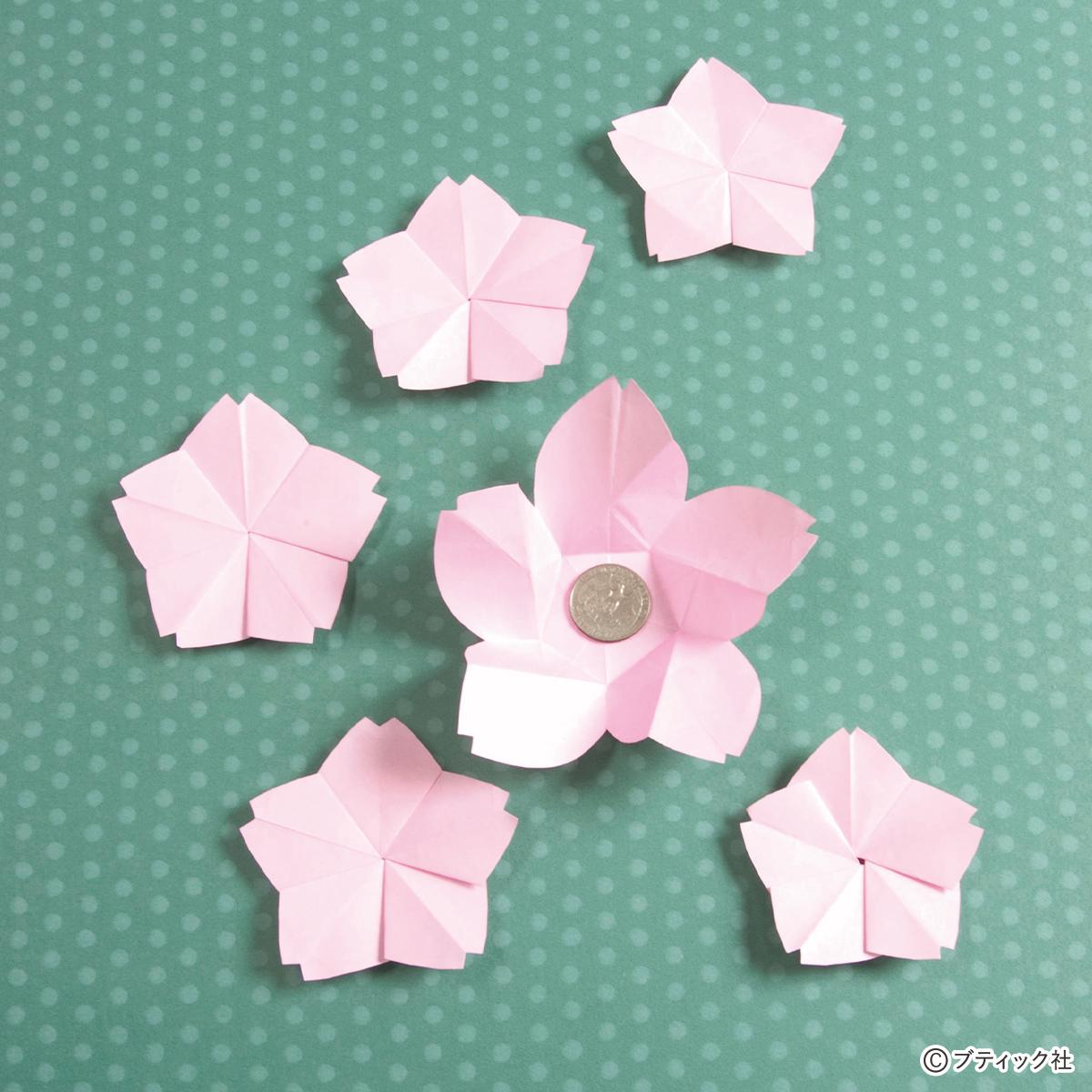 折り紙 桜の折り方 まとめ4選 立体的 たとう包み 枝付き ぬくもり