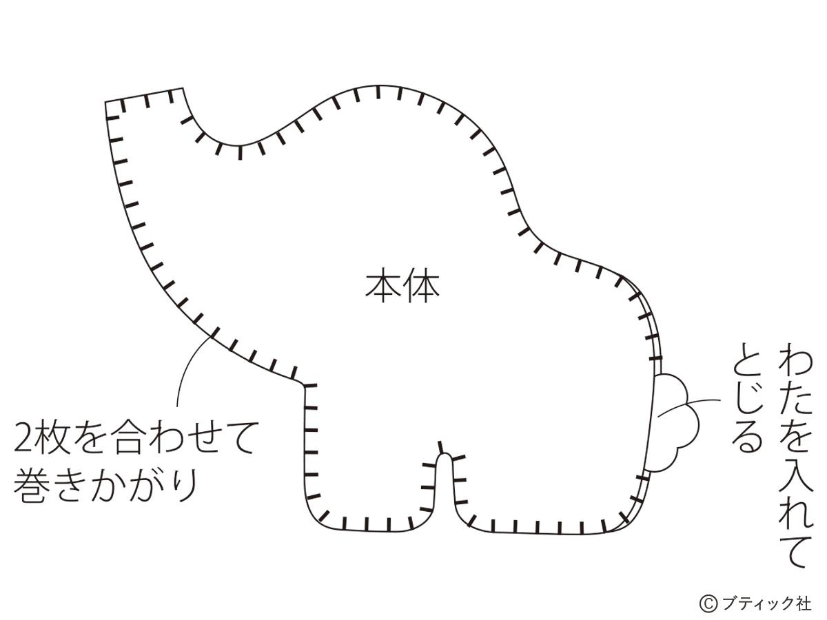 フェルトマスコット 楽しい動物園 ぞう の作り方 無料図案 ぬくもり