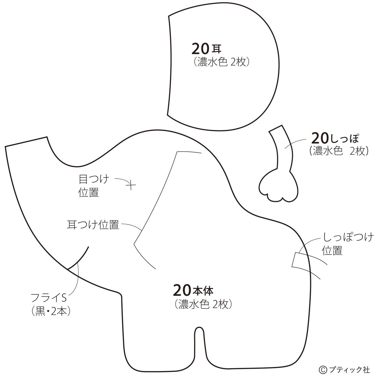 フェルトマスコット 楽しい動物園 ぞう の作り方 無料図案 ぬくもり