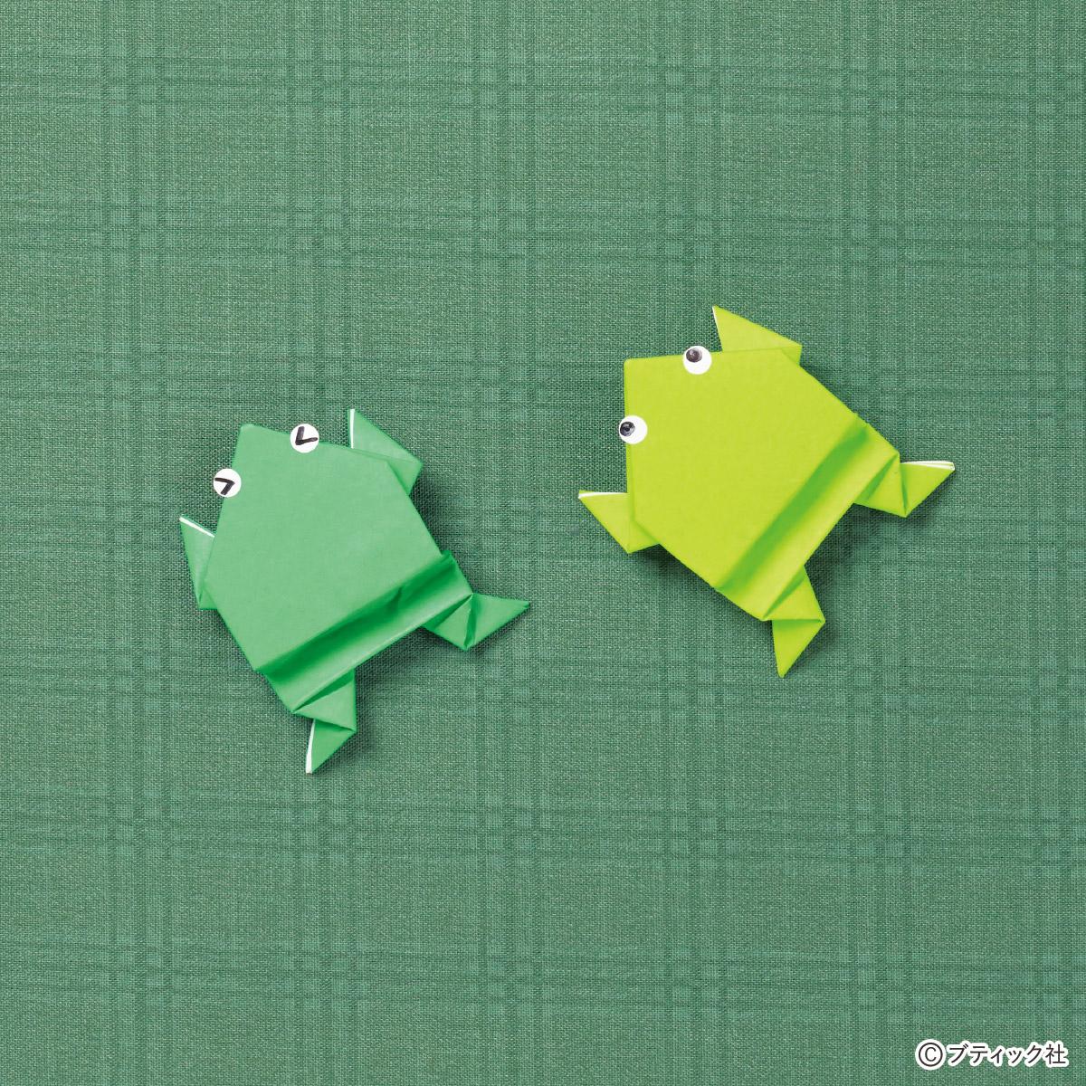 折り紙 作って遊べる ピョンピョン飛ぶカエルの折り方 ぬくもり