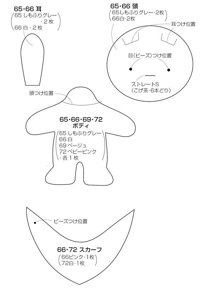 フェルトマスコット うさぎファミリーのお母さん の作り方 1ページ目 ぬくもり