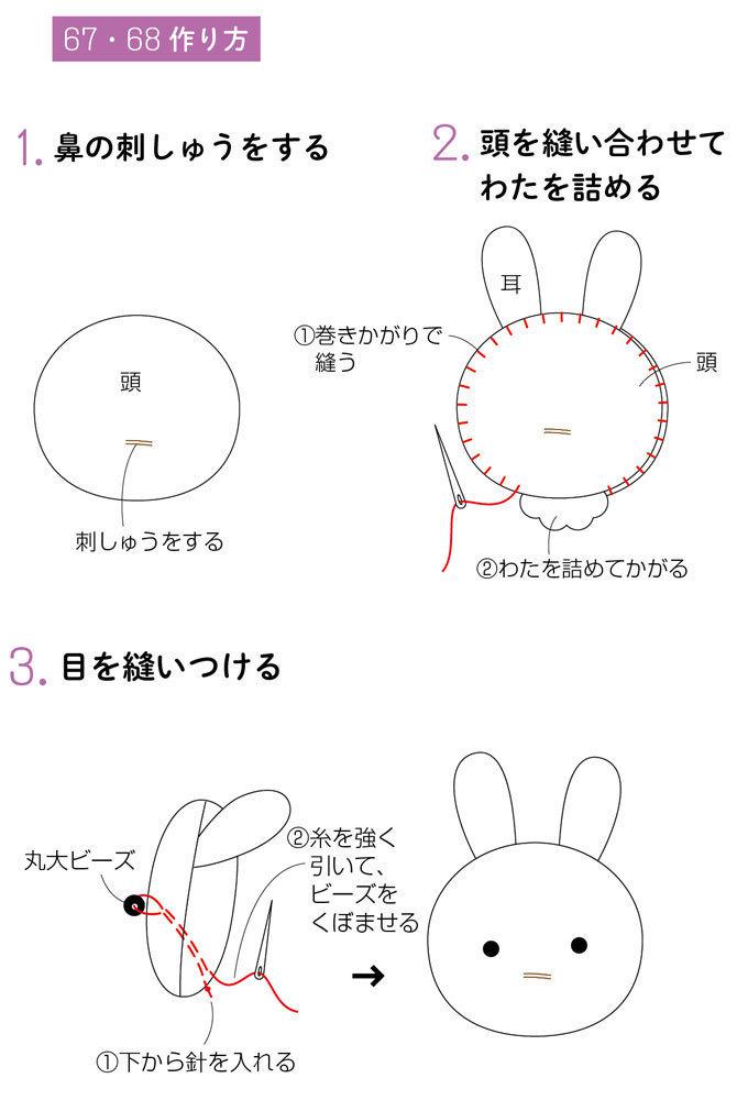 フェルトマスコット うさぎの赤ちゃん の作り方 ぬくもり