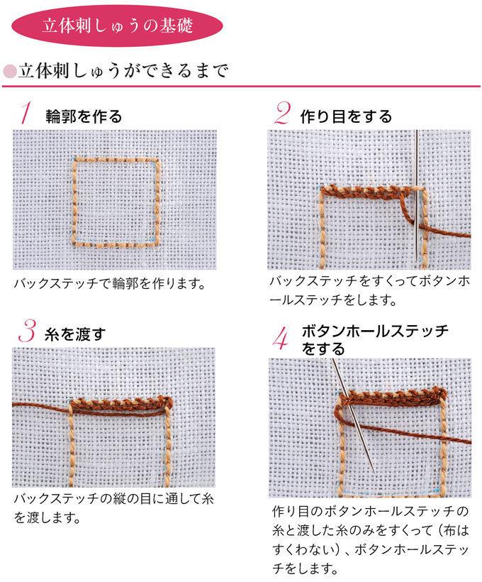 かわいい 立体の刺しゅう小物 四角いチョコレートの作り方 ぬくもり