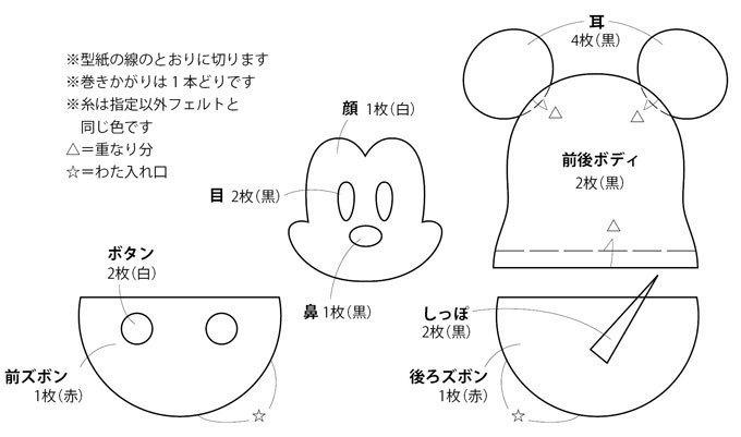 かわいいマトリョーシカ風のミッキーのフェルトマスコットの作り方 ディズニーハンドメイド ぬくもり