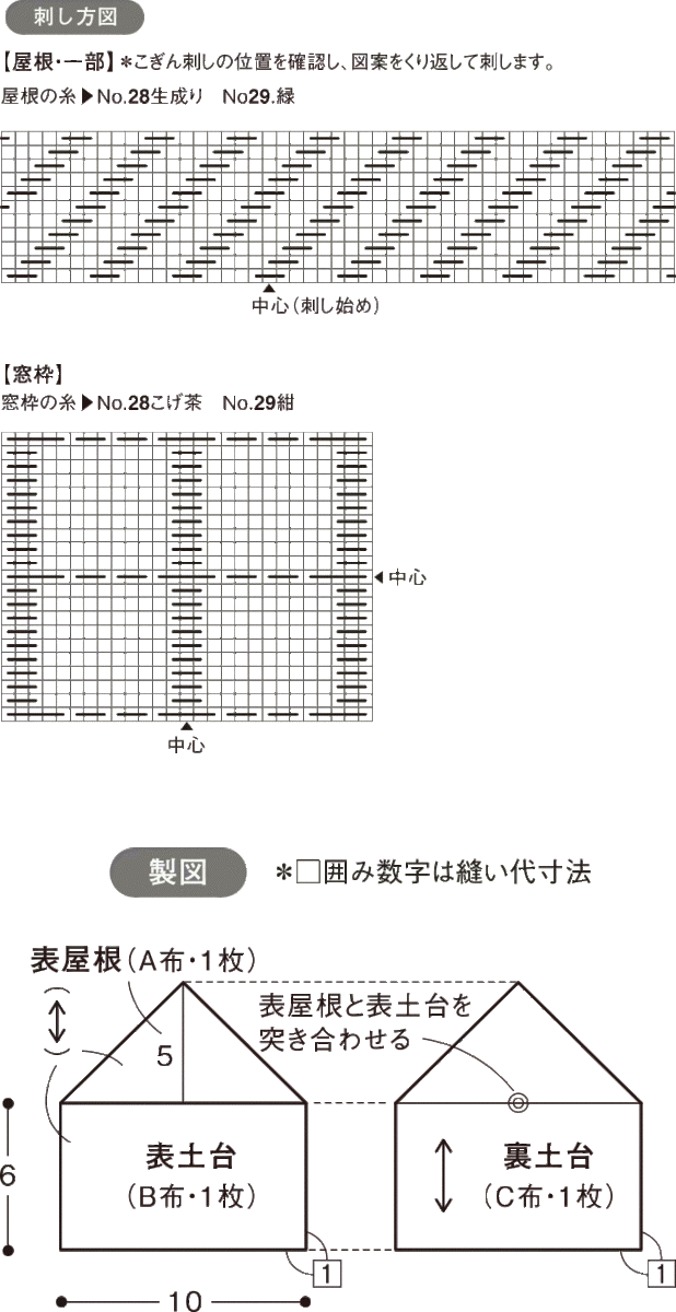 北欧風こぎん刺しで作る ハウス型のかわいいコースターの作り方 こぎん刺し ぬくもり