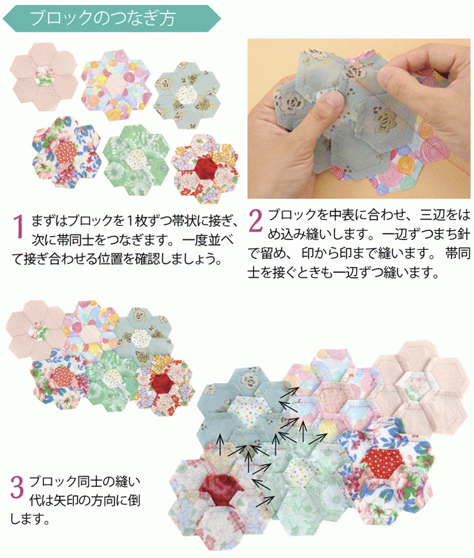 パッチワークのミニキルトの作り方 秋に作りたい緑色の六角形 ぬくもり