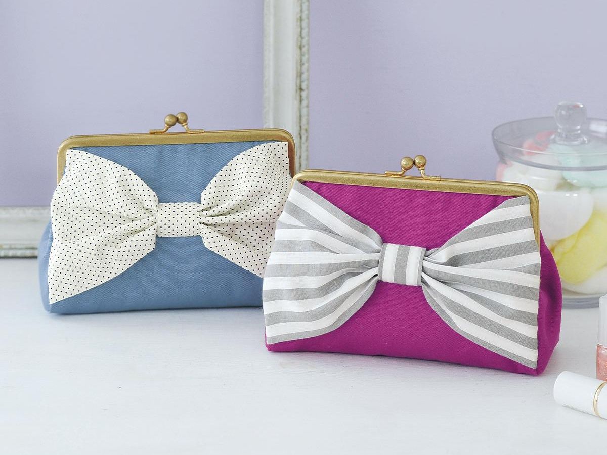 リボンがかわいい！「がま口のメイクポーチ」の作り方｜ぬくもり