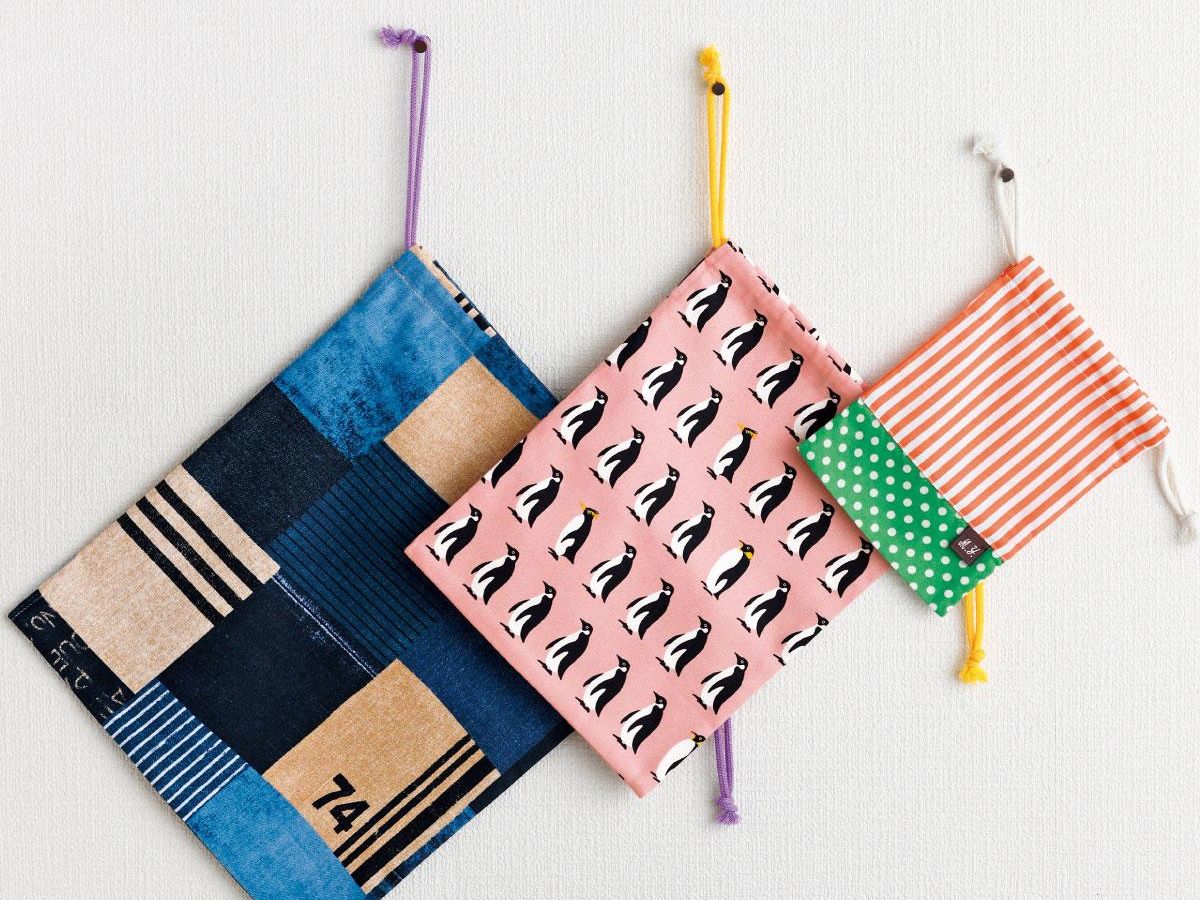 通園通学グッズにも最適 サイズ別きんちゃく の作り方 ぬくもり