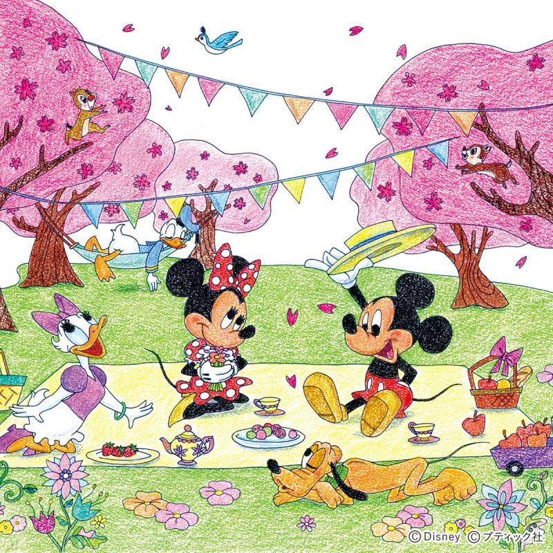 「桜の下で～ミッキー＆フレンズ」の塗り絵
