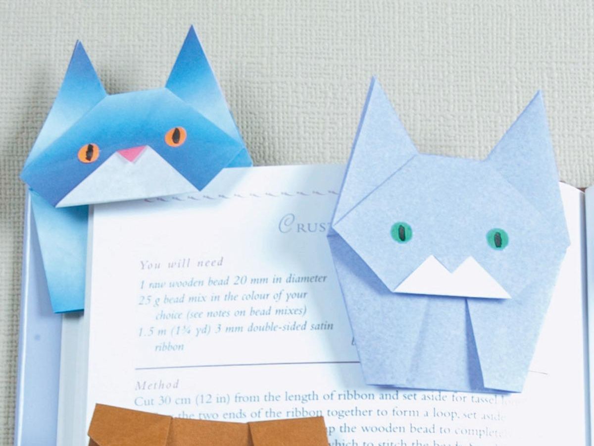かわいい猫のしおりの折り方 折り紙のブックマーク ぬくもり