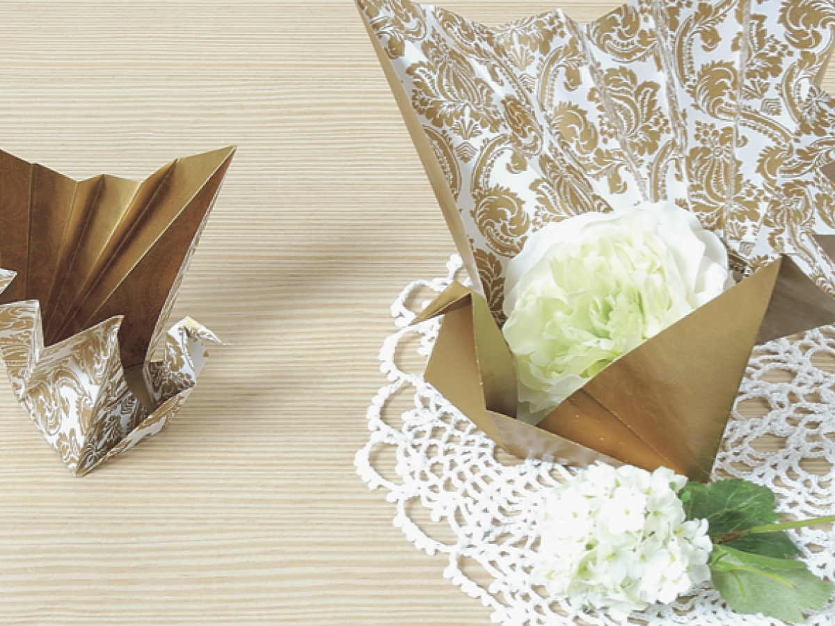 折り紙 寿鶴の器 の作り方 レシピ販売 ぬくもり