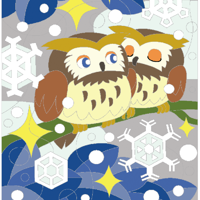 「フクロウと雪の結晶」│パズル塗り絵の販売