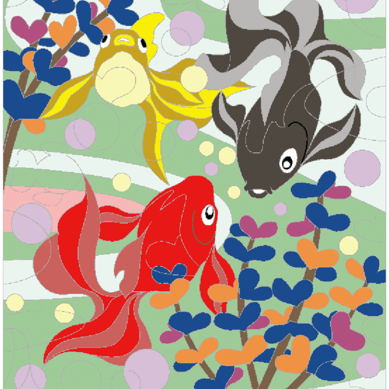 「金魚と水草」│パズル塗り絵の販売