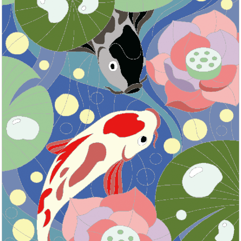 「鯉と睡蓮」│パズル塗り絵の販売