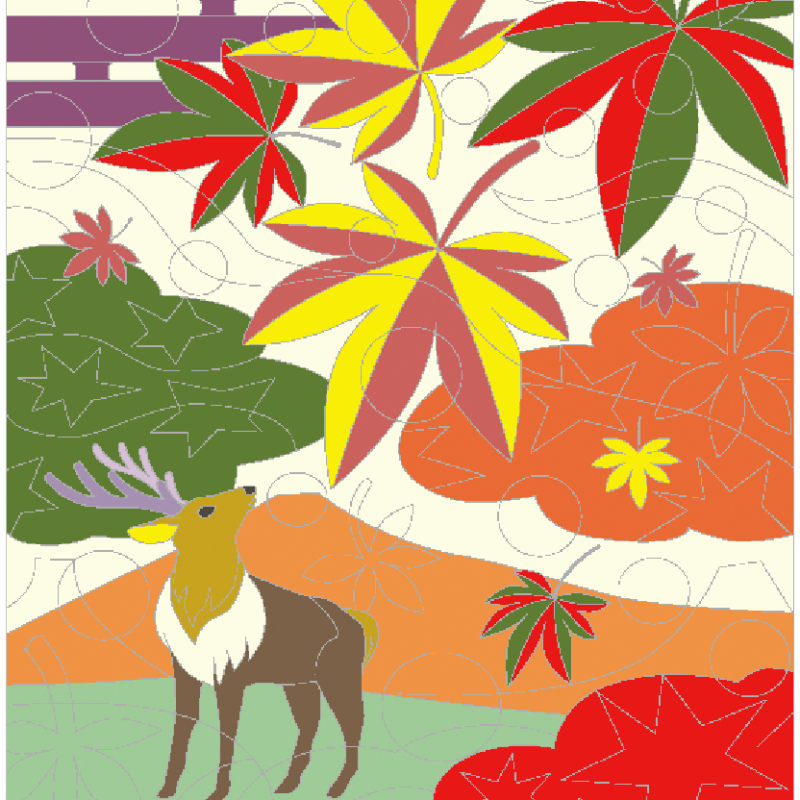 「鹿と紅葉」│パズル塗り絵の販売