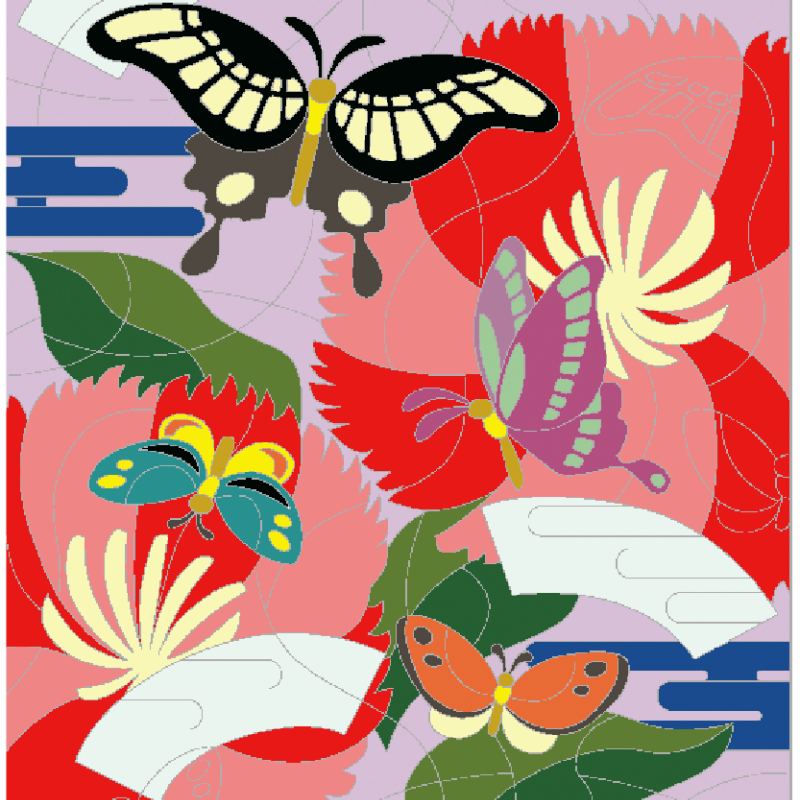 「蝶と花」│パズル塗り絵の販売