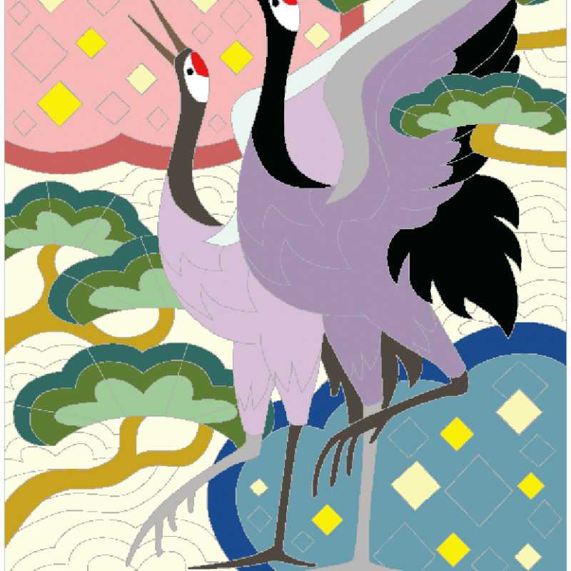 「鶴と松」│パズル塗り絵の販売