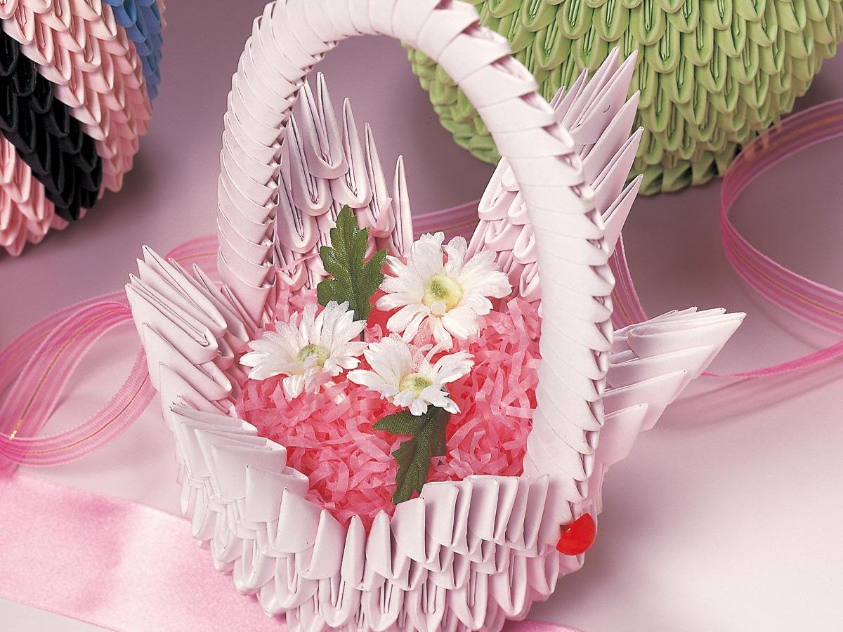 華やかな 花型の手付きかご の作り方 折り紙手芸 ぬくもり
