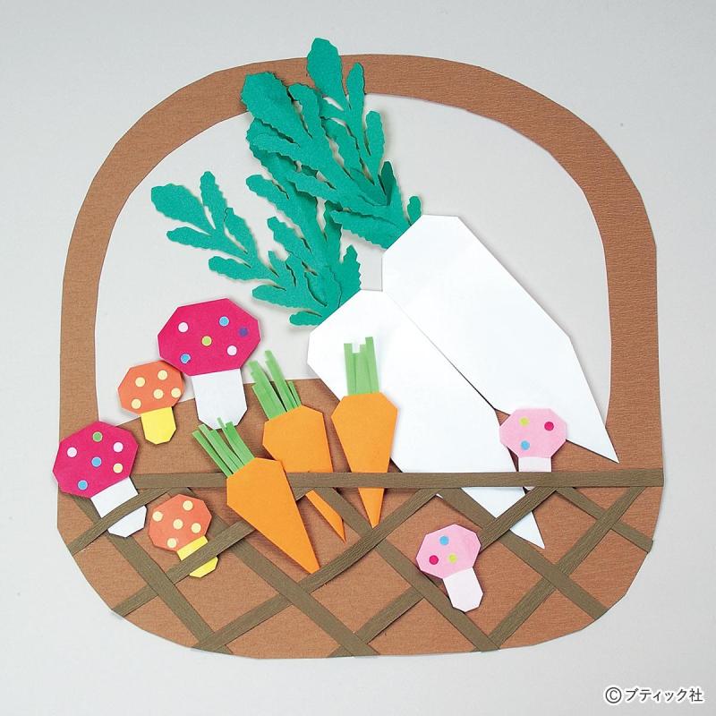 折り紙でおままごと「野菜（きのこ、大根、人参）」の折り方