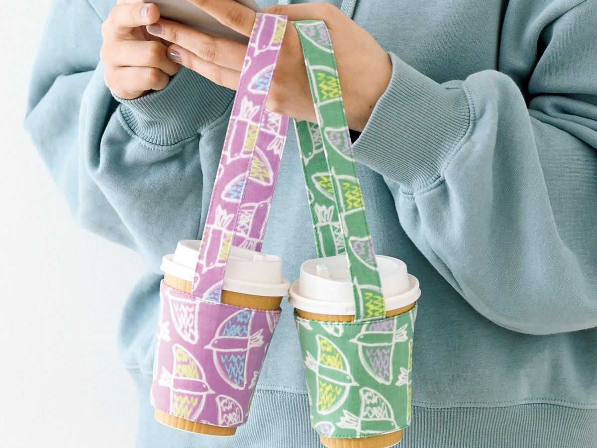 カップホルダー♪アフリカンプリント♥ハンドメイド カップホルダー♪アフリカンプリント♥ハンドメイド ネット編み