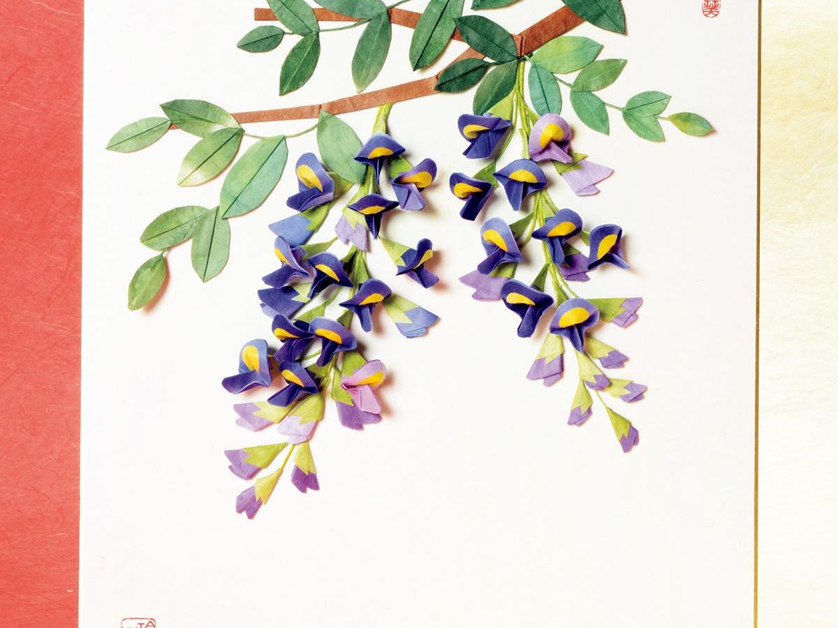 ari作   題名「藤の花」 折り紙の花「藤」の作り方｜ぬくもり