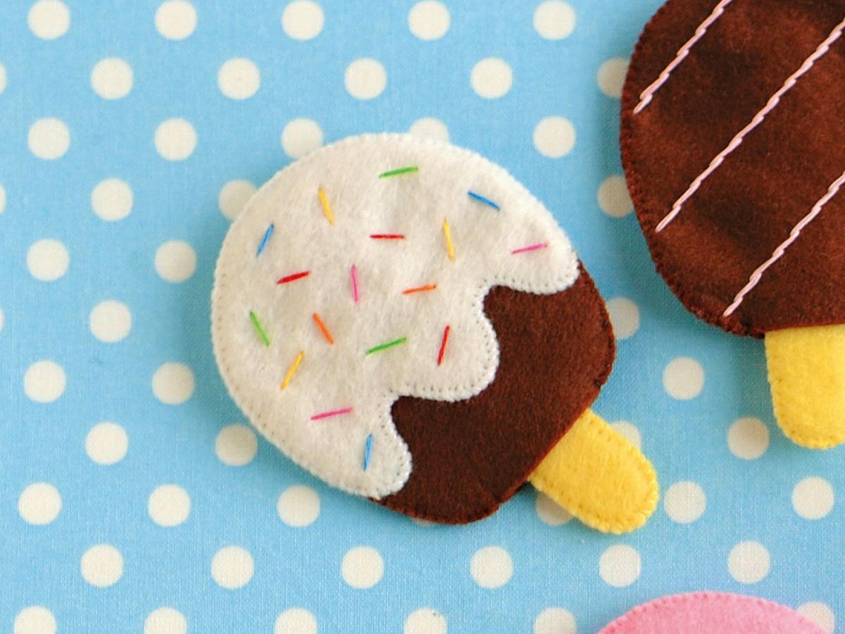 フェルトの「アイスキャンディー（チョコスプレー）」作り方｜ぬくもり