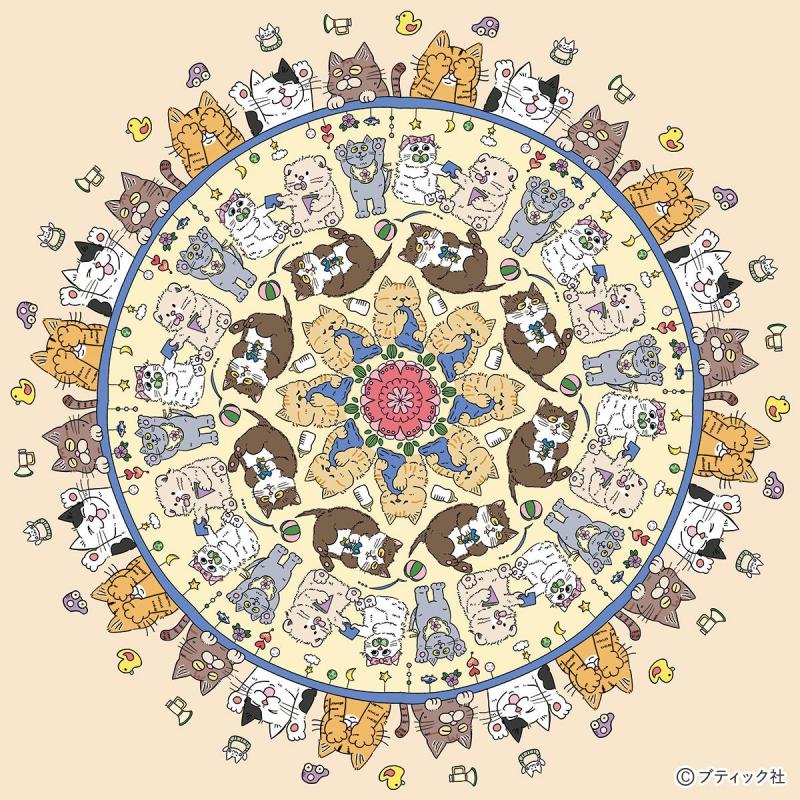 ねこだらけのマンダラぬりえ「Baby cats」