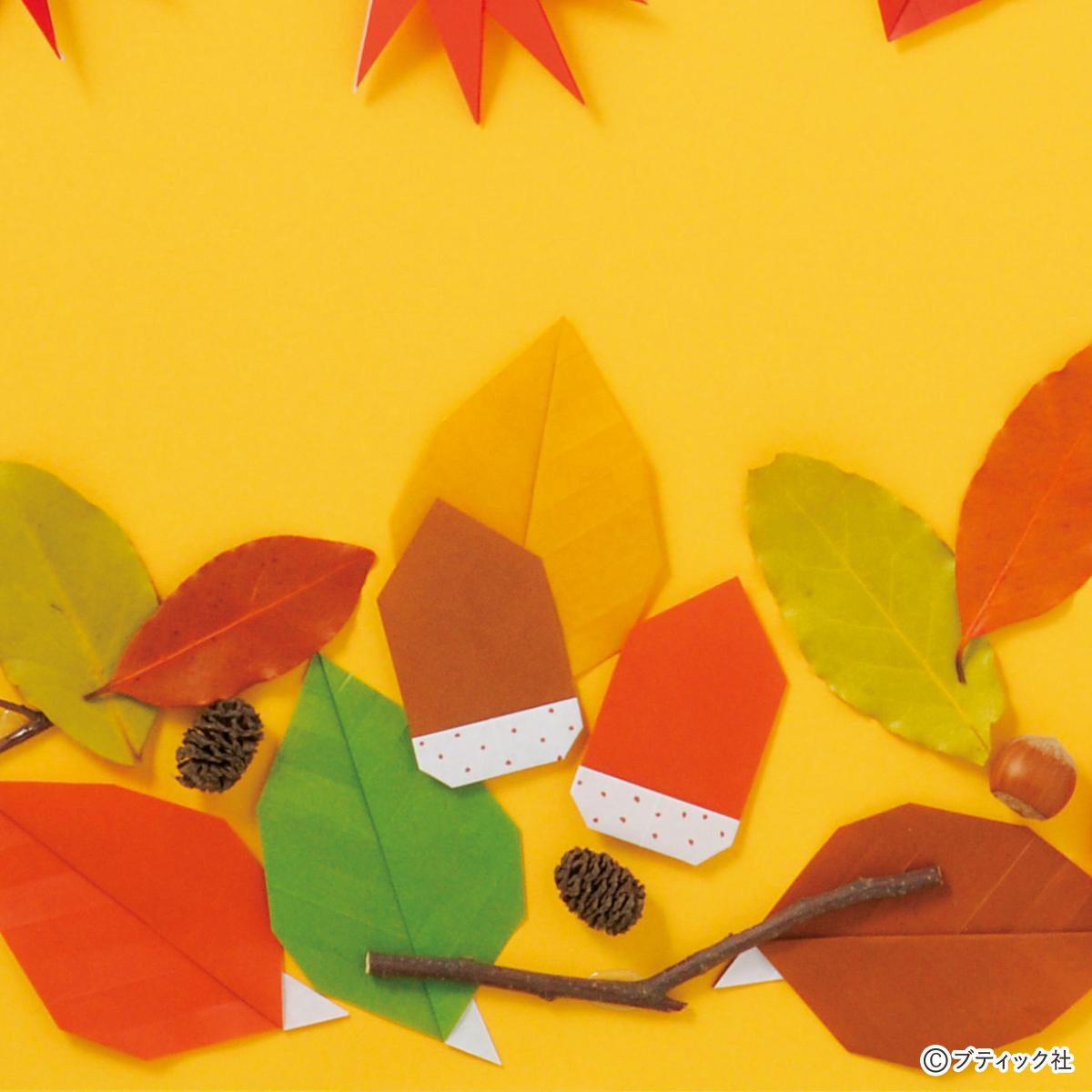 子どもでも簡単 秋を楽しむ小さな折り紙のどんぐりの折り方 ぬくもり
