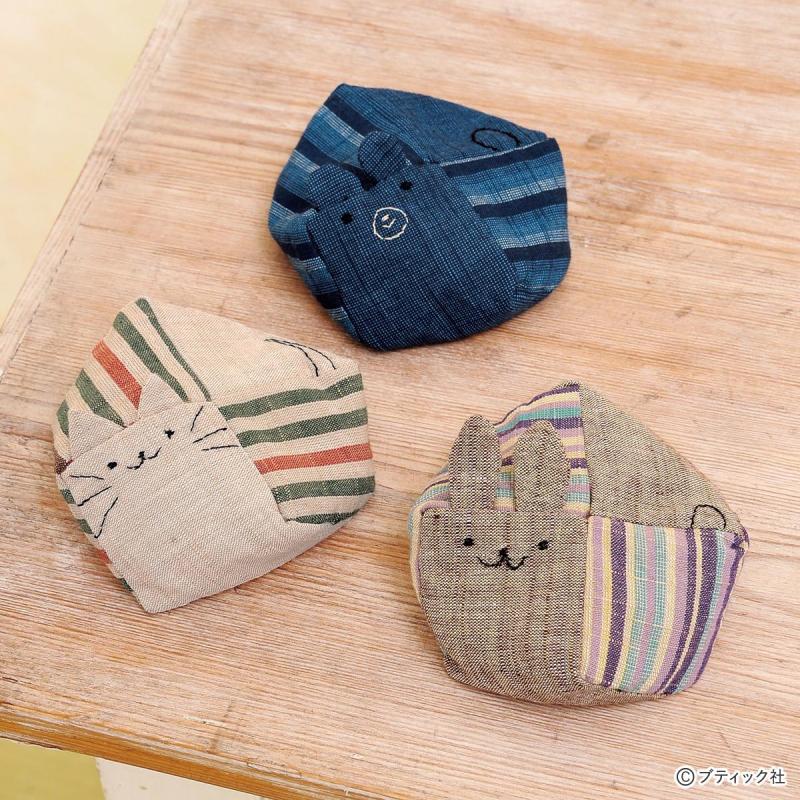 和布を使った可愛いネコ＆くま＆うさぎの動物お手玉の作り方