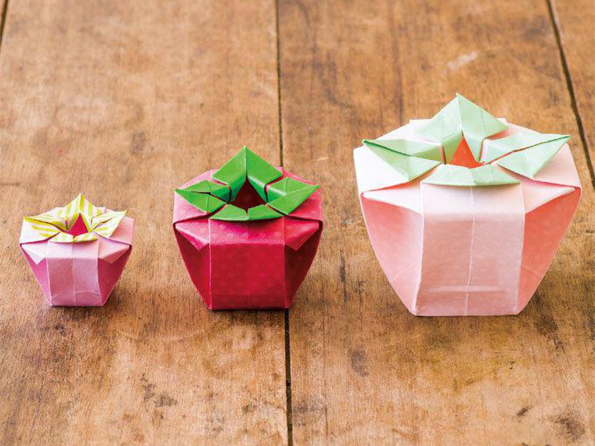 折り紙の箱の折り方 可愛い いちご型の箱 の作り方 ぬくもり